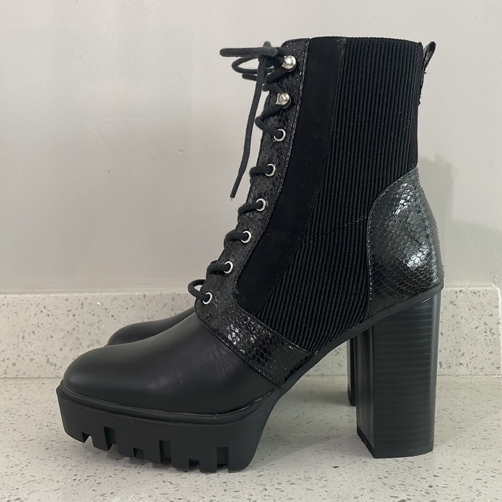 New Miss Selfridge Black Combat Boots, Size 39